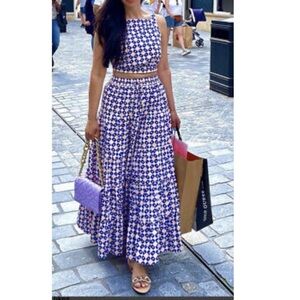 Zara Geometric print raffle maxi skirt